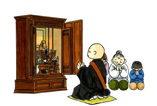 仏壇で祈る